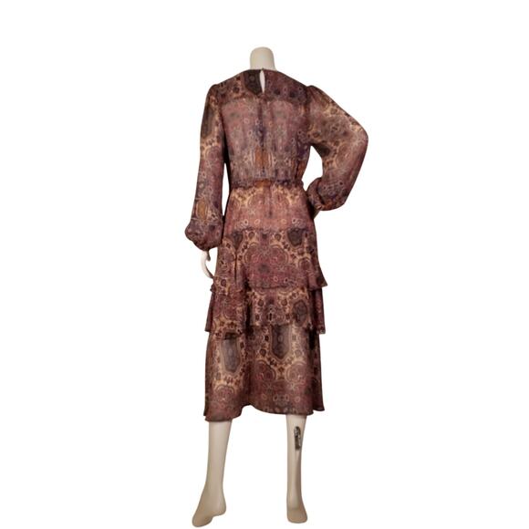 MINKPINK Paisley Midi Dress Romantic Boho Sheer Tiered Size Medium - Picture 3 of 5